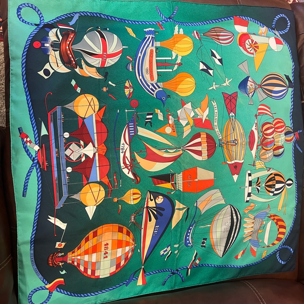Authentic Hermes 100% French Silk Scarf
